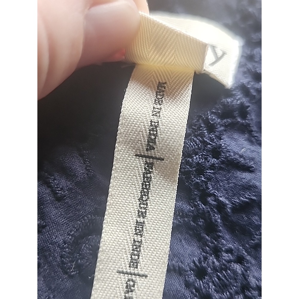 Hatley Navy Eyelet V Neck Shift Dress size 6 Back Zipper Lined 100% Cotton‎ - Picture 4 of 11